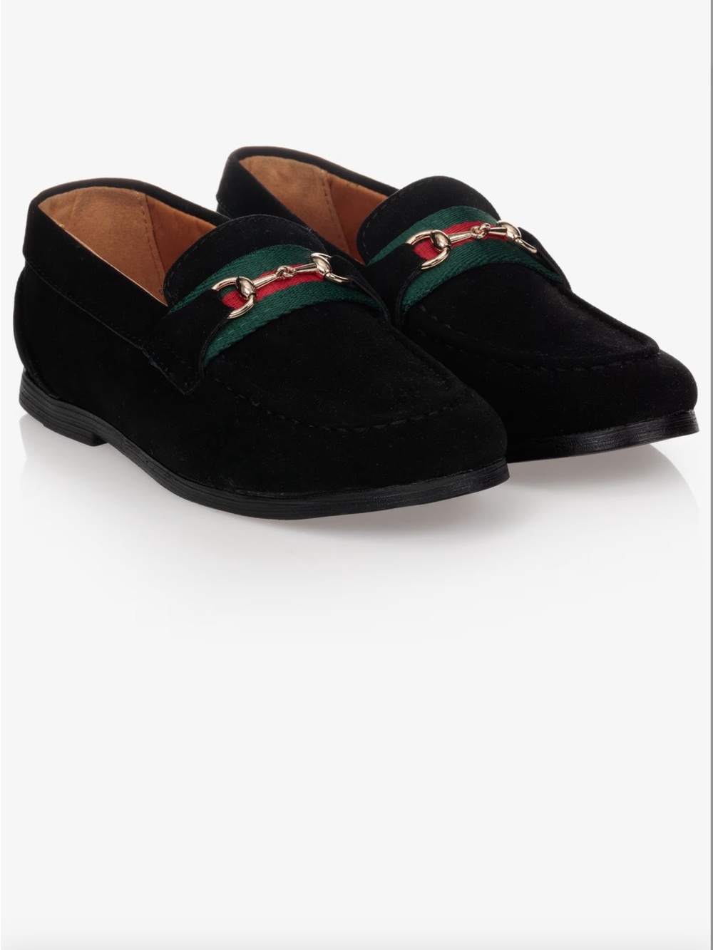 Romano Boys Black Faux Suede Horsebit Loafers with box 31/12.5